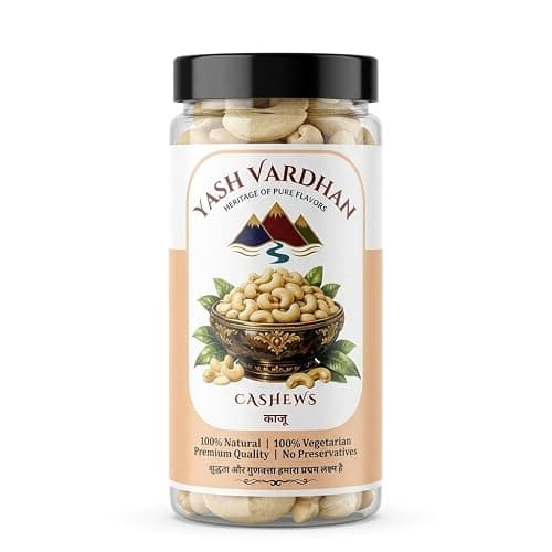 250 Gms Yash Vardhan Premium Cashews W180 (Jumbo Size) | Whole Kaju Nuts | Naturally Crunchy & Fresh | Ideal for Snacking & Cooking | 100% Pure & Handpicked | High Quality Dry Fruits for Daily Use | Healthy Snack for Kids