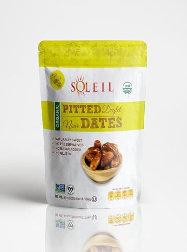 2.5lbs Organic Pitted Dates | 100% Algerian Deglet Noor| Certified ORGANIC, NON-GMO, VEGAN, KOSHER, naturally sweet and Gluten-free, NO sugar added, NO sulfurs or preservatives, Nut-Free. (2.5lbs)
