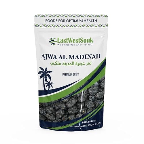 Ajwa Al Madina Dates - Premium Quality - 2.2lb (1000g) - Imported from Madinah Munawwara, Saudi Arabia - Perfect for Ramadan Gift - Fiber-Rich Snack Dry Fruit