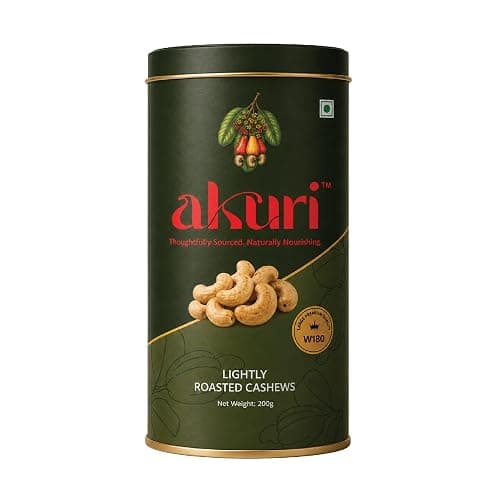 Akuri Premium W180 Cashew Nuts 200g | Whole Extra-Large Kaju in Gift Tin | Lightly Roasted | Natural | Premium Dry Fruit Gift | No Added Oil