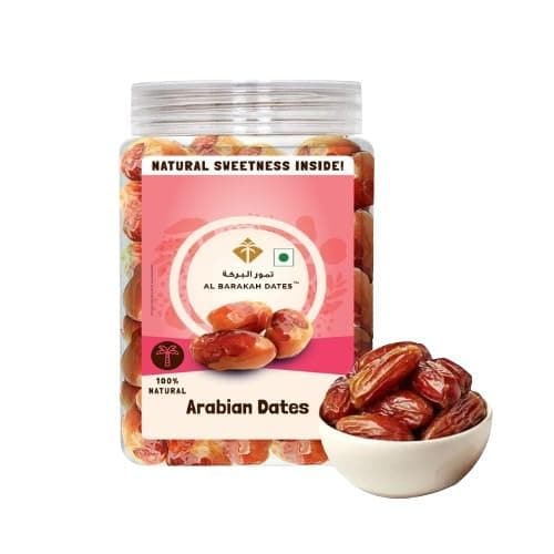Al Barakah Premium Arabian Khalas Dates 1Kg | Soft & Chewy Khajur (Khajoor) | Naturally Sweet Vacuum Packed Dry Fruits | No Added Sugar & Preservatives