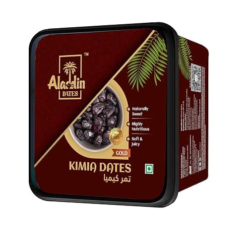 Aladdin Dates Black Kimia Dates 500g | Premium Mazafati Khajoor | Soft Black Dates | IML Container | No Added Sugar | No Preservatives | Healthy Khajur Snack