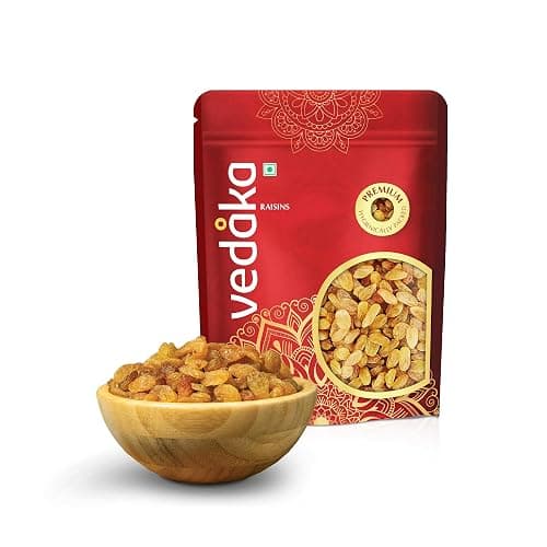 Amazon Brand - Vedaka Premium Raisins | 500 g | Kismish | Sweet Fruity Taste | Soft Chewy Texture | Healthy Snack | Natural Source of Antioxidants, Potassium and Fiber