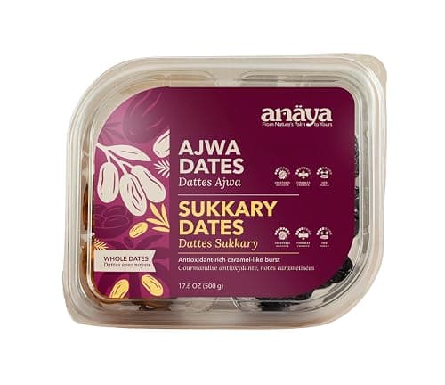 Anaya Premium Ajwa & Sukkary Dates Dual Pack 500g – Fresh, 100% Natural, No Added Sugar, Gluten‑Free, Additive‑Free, Non‑GMO, Vegan & Halal Healthy Snack – Premium Dates from the Madinah, Saudi Arabia
