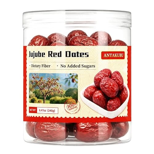 ANTAKUBU Jujube Dates, Premium Red Dates, 100% Natural Dried Dates, Sweet and Chewy, No Additives & Healthy Dried Fruit for Cooking, Brewing Tea and Soup (240g/8.47oz)