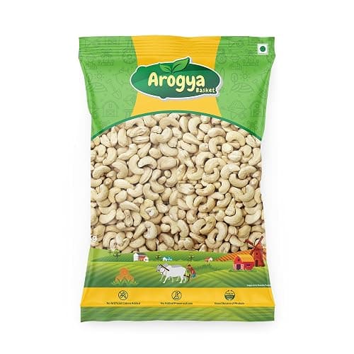 Arogya Basket Whole Cashew Nuts 1_kg Large Size | Fresh and Crunchy W320 Grade | Naturally Processed Cashews for Sweets and Baking | Daily Snacking Kaju 1kg Healthy Pack
