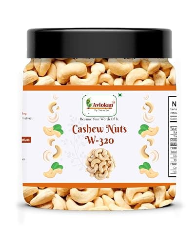 Avlokan 100% Natural Premium Whole Cashews Value Pack | Whole Crunchy Cashew | Premium Kaju nuts | Nutritious & Delicious | Gluten Free & High Protein (W320 Cashew, 500 GRAM)