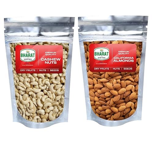 Bharat Super Foods Premium Dry Fruits Combo Pack - California Almonds & Cashew Nuts W320-100gm each (200gm)