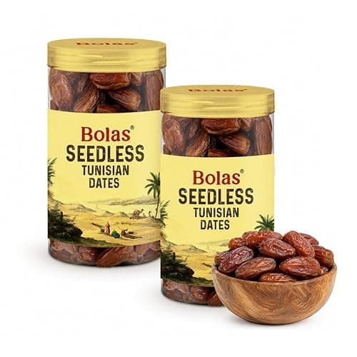 Bolas Seedless Tunisian Dates 800g (400g x 2) | Khajur/Khajoor | Naturally Sweet | No Added Sugar | No Preservatives | Rich in Fibre & Vitamins | Dry Fruits
