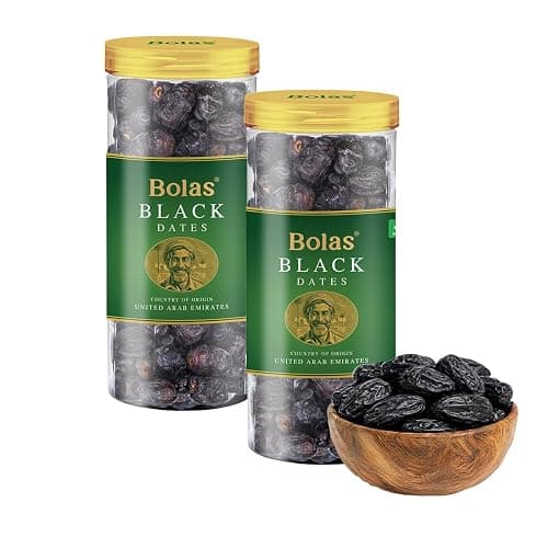 Bolas UAE Black Dates 800g (400g x 2) | Kala Khajur/Khajoor | Naturally Sweet | No Added Sugar | No Preservatives | Rich in Iron, Fibre & Vitamins | Dry Fruits