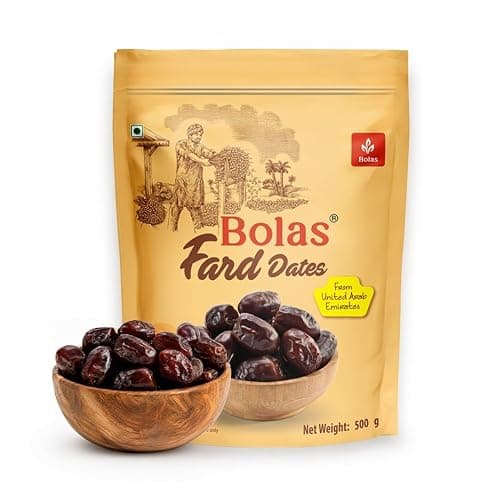 Bolas UAE Fard Dates 500g | Soft & Smooth Khajur/Khajoor | Mild Sweetness | Naturally Low-Fat | No Added Sugar | No Preservatives | Rich in Fibre | Dry Fruits