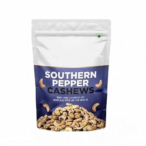Cashew Nuts 200g, Natural Flavoured Whole Cashew | W240 | Zero Breakage | Resealable Pouch,Jumbo Size Southern Pepper Kaju.