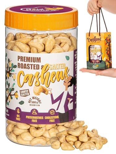 Cashews Roasted Lightly Salted - Snacks for Adults, Whole Nut (No Mixed), Oil Free, Farm Fresh, Plant Based Protein, Promote Heart Health & Weight Loss, Only Nuts & Sea Salt, 17.64 oz (Pack of 1) (Salted)