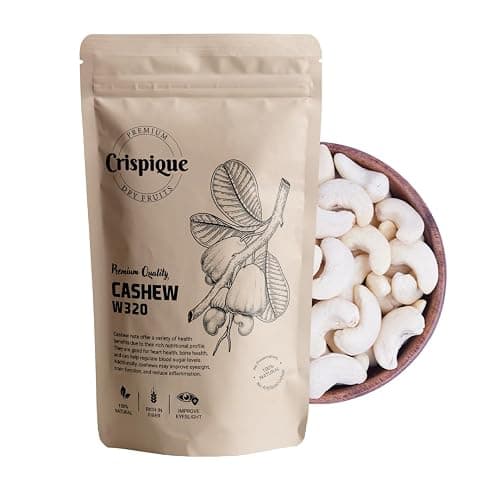 Crispique Handpicked Premium Whole Cashew Nuts W320 200g | Imported – 100% Pure Kaju| Crunchy, Nutritious & Delicious | Gluten-Free, Plant-Based Protein