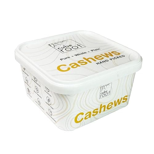 Cube Root 100% Natural Whole Cashew Nuts 500g, W240 Grade (Large size), Airtight Container, Dry Fruits