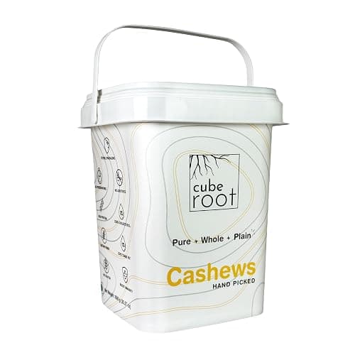 Cube Root Whole Cashew Nuts 1kg (1000g), W320 Grade (Medium size), Airtight Container, Dry Fruits