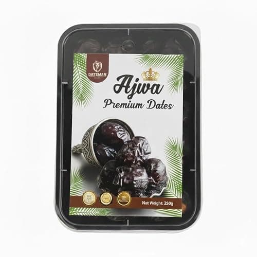 DateMan™ Ajwa Khajur Dry Fruits Premium Fresh Dates| Khajoor From Saudi For Ramadan|Healthy & Nutritious Snack| Rich in Protein & Vitamins| 100% Naturally Sweetener Dried Khajur - 250 Grams
