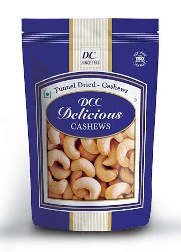 DCC DELICIOUS Cashews - Plain Large, 500 Grams | Premium W240 Grade | Export Quality | Whole Jumbo Size | Tunnel Dried | 500G