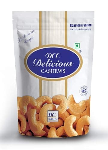 DCC DELICIOUS Cashews - Roasted & Salted, 500 Grams | Premium W240 Grade | Export Quality | Whole Jumbo Size | Zip Locked | 500G