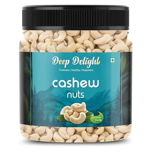 DEEP DELIGHT W320 Grade Whole Cashews 400g | High Protein & Fibre | Rich in Antioxidants | Natural Whole Cashew Nuts | Healthy Snacking | Ideal for Cooking, Desserts, Dry Fruit Mix | Natural Kaju Nuts