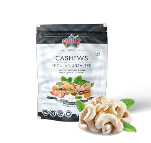DHRUV Gold Natural Raw Jumbo Cashews | Crunchy & Tasty Kaju, W240 Grade, 500 GMS (Pack of 2x250Gm)