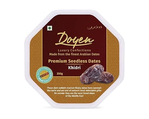 Doyen Premium Fresh Seedless Dates, Khidri-Khudri Dates/Khajoor/Khajur|Saudi Origin|Grade A,350 Grams