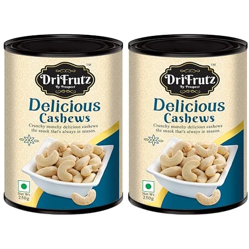 DRIFRUTZ Delicious Cashew W240 | 500g (250g x 2) | Whole Cashew Kernels | Known for Mild Sweetness, Smooth Texture, and Satisfying Bite in Every Handful