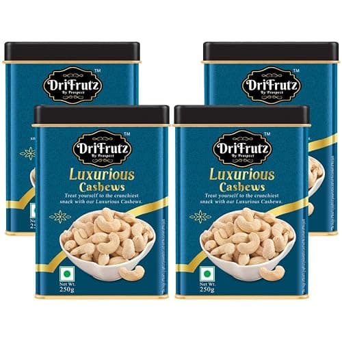 DRIFRUTZ Luxurious Cashew W210 | 1 kg (250g x 4) | Whole Cashew Kernels | Meant for Curated Gifting, Specialty Cuisine, Dry Fruit Assortments, and Formal Presentation