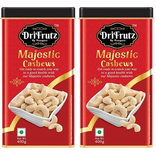 DRIFRUTZ Majestic Cashew W180 | 800g (400g x 2) | Whole Cashew Kernels | Suitable for Gourmet Preparation, Thoughtful Gifting, Tasting Platters, and Protein-Rich Indulgence