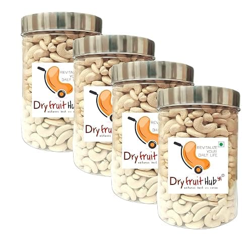 Dry Fruit Hub Cashew nuts 1kg, Jumbo Kaju,Kajju Dry Fruits,Kajoo Cashew Big Size Grade 1 Pack Of 4 Each 250gm