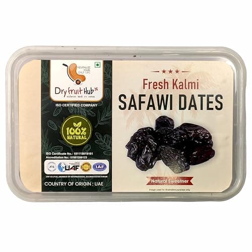 Dry Fruit Hub Safawi Dates 1kg, Original | Kalmi Dates | Soft, Dark & Naturally Sweet | Handpicked Dates | Ready to Eat | Hygienically Packed