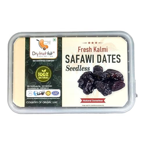 Dry Fruit Hub Safawi Dates Seedless 1kg, Original | Kalmi Dates | Soft, Dark & Naturally Sweet | Handpicked Dates | Ready to Eat | Hygienically Packed