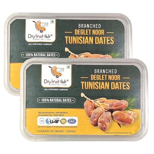 Dry Fruit Hub Tunisian Dates 800g (2x400g) | Deglet Nour Branched Date | Queen of All Khajur | Natural, No Added Sugar | Premium Khajoor | ISO Certified
