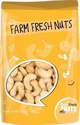 Dry Roasted Cashews with Sea Salt (5 Lbs) - Baked in Small Batches for Added Freshness - Oven Roasted to Perfection without Oil - Farm Fresh Nuts Brand