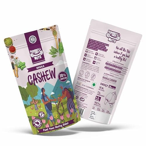 DUMBBELL NUTS Masala Cashew W240 | 18% High Protein Snack for Fitness, Office & Travel | Zero Cholesterol, Trans Fat Free | Healthy Namkeen Alternative - 100g (Pack of 1)