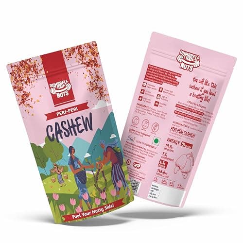 DUMBBELL NUTS Peri Peri Cashew Nuts | Premium W240 Kaju | High Protein Healthy Snack | Roasted Cashews | Flavoured Cashews | Zero Cholesterol | Trans Fat Free | 100g