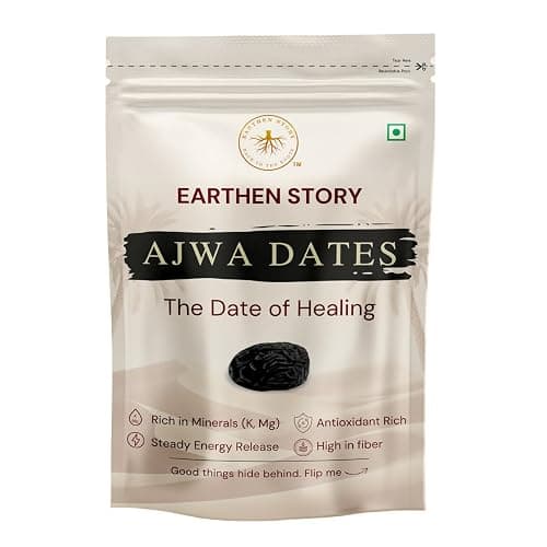 Earthen Story Jumbo Ajwa Dates 500g | No Added Sugar or Preservatives | Rich in Fiber & Potassium | Healthy Snack | Natural, Soft Khajoor | Gluten Free Khajur