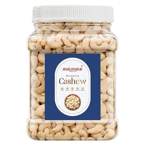 Eatmate Premium Whole Cashews 1kg | Natural Kaju Dry Fruits | Unsalted Crunchy Cashew Nuts | Nutritious Healthy Snack | Rich in Protein, Magnesium & Phosphorus | Value Pack