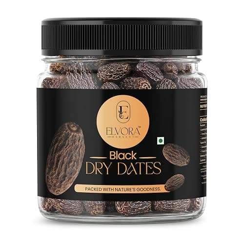 ELVORA HARVEST Black Dry Dates 1kg | Sukha Khajoor | Premium Dry Chhuhara | Used in Mithai, Prasad, and Homemade Sweets |Dry Fruit