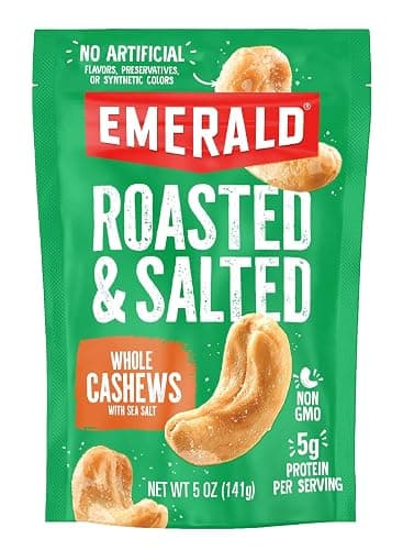 Emerald Roasted & Salted Whole Cashews, 5oz Resealable Bag