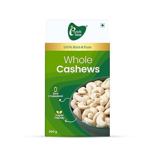 enrichbites Premium W240 Cashew Nuts | 500g | Large Whole Cashews | Rich & Pure | 100% Natural | No Preservatives | Healthy Snack