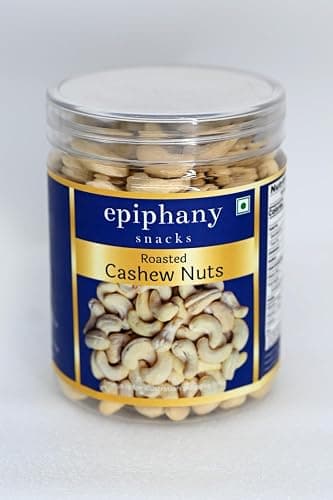 Epiphany Classic Unsalted & Roasted Cashews/Kaju, Flavourful & Crunchy Snack Handpicked, Unsalted & Slow Roasted Cashews Rich in Protein, Magnesium No Artificial Colours, Preservatives & Flavours, 200g