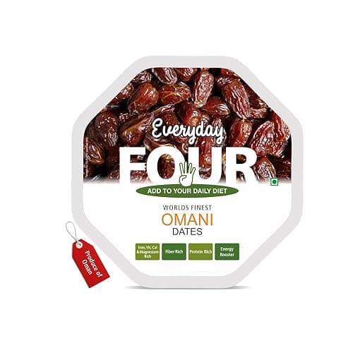 Everyday Four Omani Dates 400g | Khajur Dry Fruits | Premium Khajoor | Healthy & Nutritious Snack | Natural Sweetener | Rich in Protein & Vitamins | Dry Fruit Dates for Regular Diet (pack of 1)
