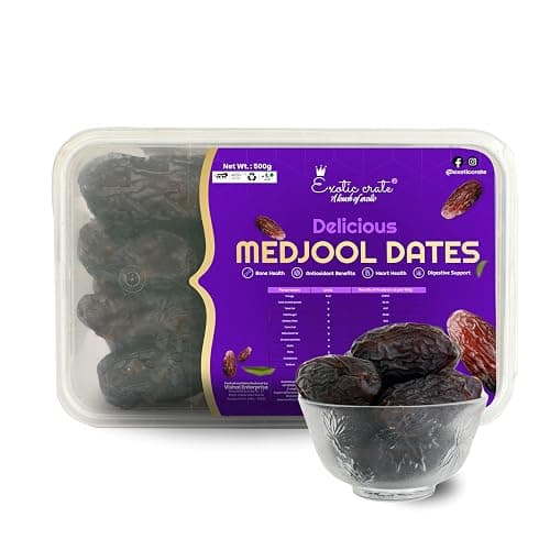 EXOTIC CRATE Kimia Dates (Khajur) 500g, Fresh 100% Soft Khajoor, Original Khejur For Healthy Snacks, Dates Fruits No Preservatives Organic Khajoor fruits, Gluten Free, Queen Dates, (Pack 2)