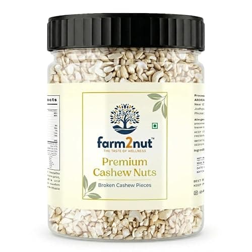 farm2nut small cashew Bites 1kg Airtight Jar | Fresh Cashew Pieces | Gluten Free & Rich in Plant Protein | Ideal for Gravies, Sweets, Shakes, Baking & Daily Cooking kaju 1 kg| cashew nuts 1kg| broken cashew nuts