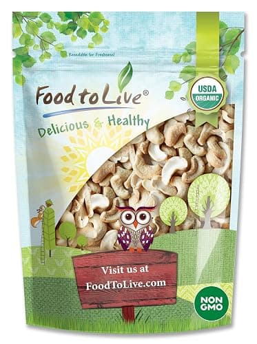 Food to Live Organic Cashew Pieces, 2 Pounds Non-GMO, Kosher, Vegan, Unsalted, Unroasted, Bulk