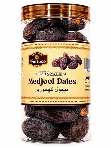 Fruitose Premium Medjool Dates | Large Soft & Naturally Sweet Khajoor | Rich in Fiber, Potassium & Essential Nutrients | Healthy Energy Snack | Perfect for Daily Nutrition, Smoothies & Desserts Medjool Dates | 500g (Jar)