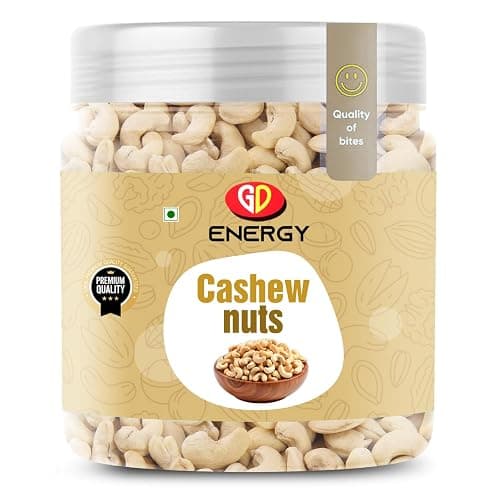 GD Energy Cashew Nuts| Whole Plain Kaju | Cashew Dry Fruit Whole Cashew Nuts [Jar Pack] (1kg)