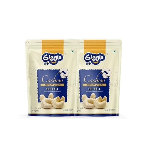 Giggle Bite Premium Jumbo Cashew - Pack of 2 (250g Each) Whole, Crunchy & Fresh Kaju | Rich in Protein & Healthy Fats | Grade W320 Dry Fruits | Ideal Snack for Kids & Adults | No Preservatives