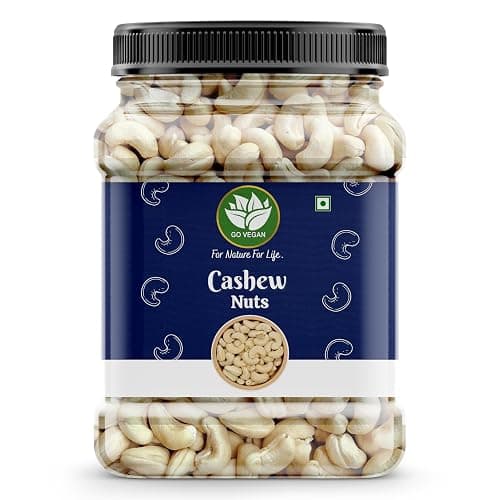 Go Vegan Whole Cashew Nuts -500GM | 100% Natural Premium Kaju | Nutritious, Delicious & Crunchy Kaju | Rich in Magnesium, Copper & Phosphorus (500 gm)